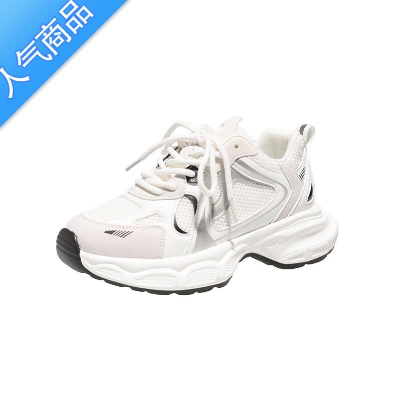 SUNTEK厚底休闲运动鞋女2023夏季新款老爹鞋女款百搭小白鞋潮图片