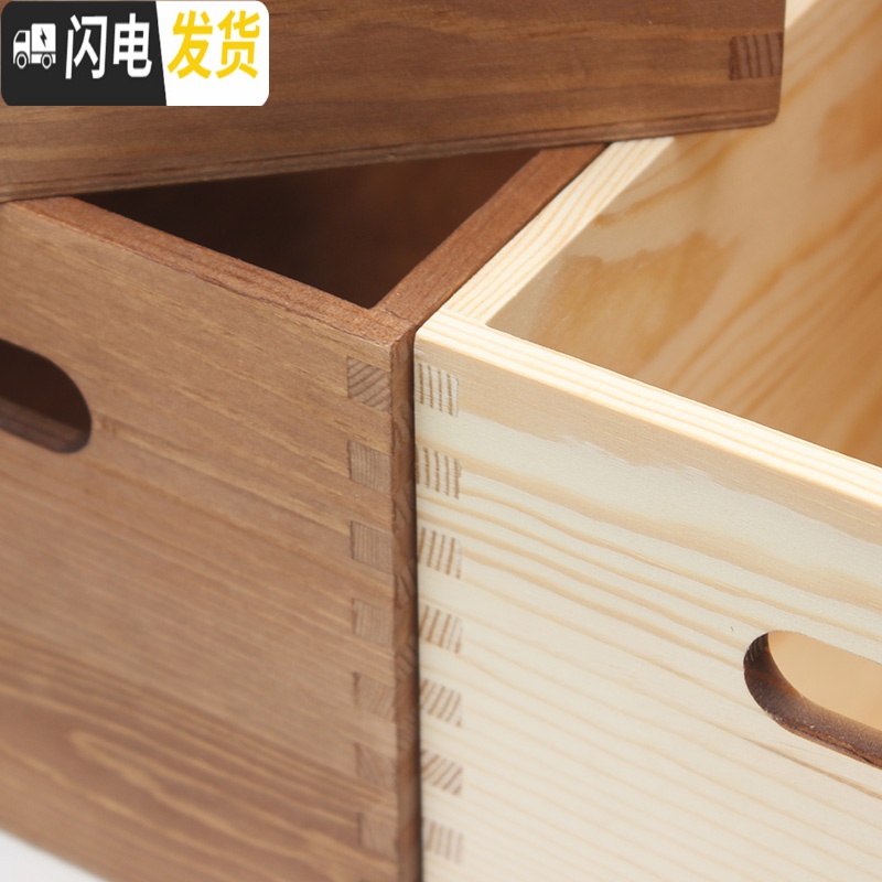 三维工匠无盖大号桌面收纳箱创意实木储物箱工具箱杂物储物整理箱手提盒子高清大图