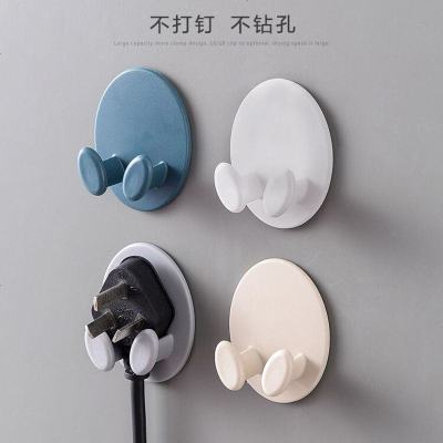 插头挂钩无痕插头固定器免打孔电源线收纳挂架壁挂粘钩手机支架 橙子 一个装