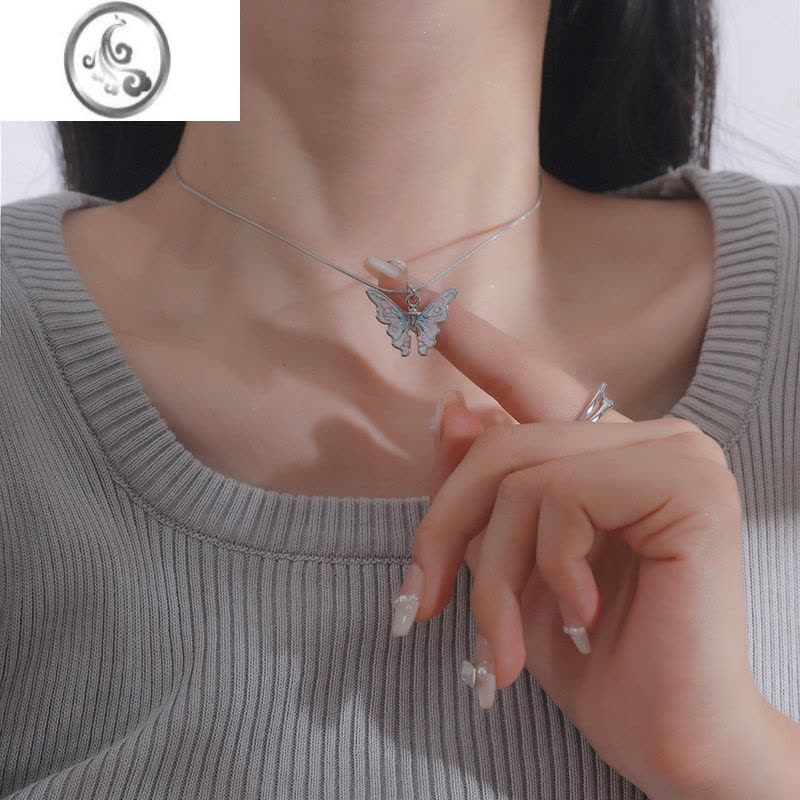 JiMi十里间[彩蝶]甜美浪漫蝴蝶项链百搭少女小众清新锁骨链图片