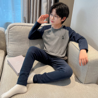 男童秋冬款睡衣套装新款保暖内衣秋裤冬季儿童德绒大童家居服 130cm 灰色