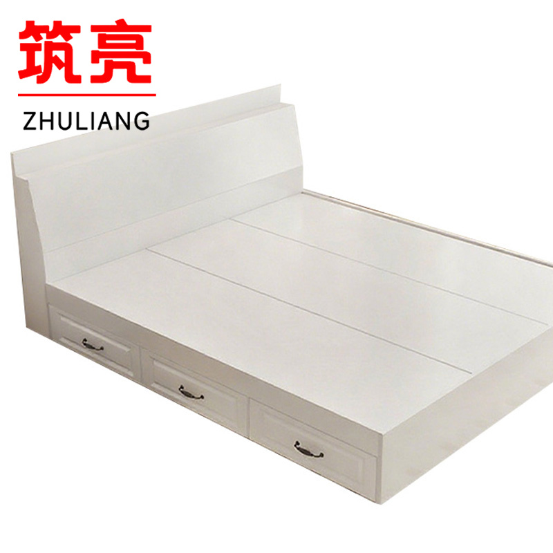 筑亮 家用床 150*200*88cm白色带抽款 张高清大图