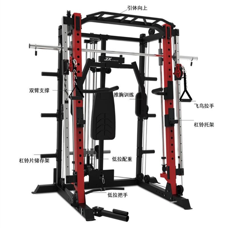 军霞(JUNXIA)Jx-SM3300综合训练器豪华商用史密斯机龙门架多功能健身房专用深蹲杠铃卧推架 1台(单位:台)高清大图