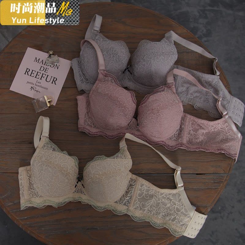 YUNWUXIN大胸 薄棉罩杯薄款文胸 调整型蕾丝大码无海绵内衣女 阿裳W6360胸罩图片