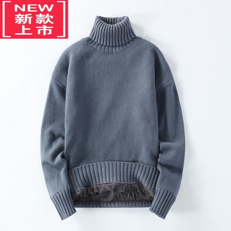 可莉允高领毛衣男秋冬季加绒加厚款保暖大童潮流长领男装内搭打底衫外套图片