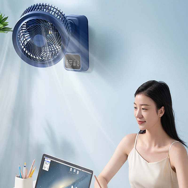 壁挂式空气循环扇电风扇家用小型壁扇厨房卫生间免打孔挂墙遥控定时款