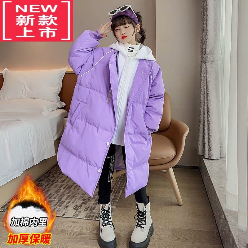 可莉允女童冬装外套羽绒棉服2022新款儿童宽松洋气棉衣中长款洋气衣服潮图片