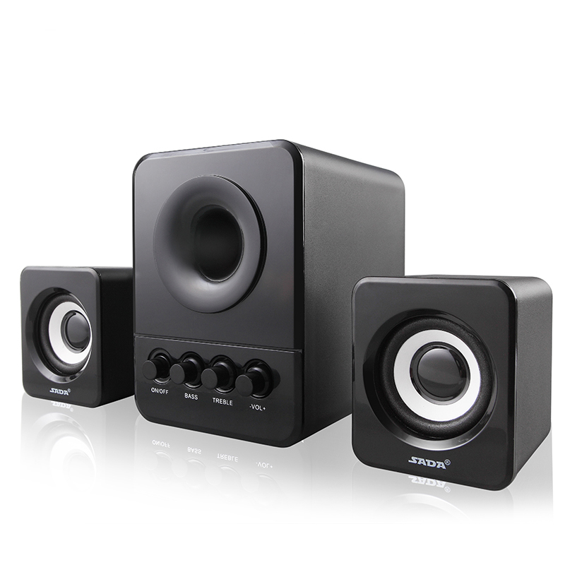 赛达D-203无线蓝牙电脑音响台式家用笔记本低音炮3d环绕2.0声道迷你有源音箱木质箱体立体声手机通用 蓝牙版 黑色