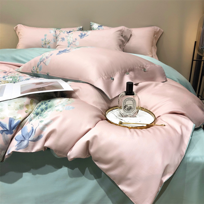 贡缎长绒棉印花四件套高清大图