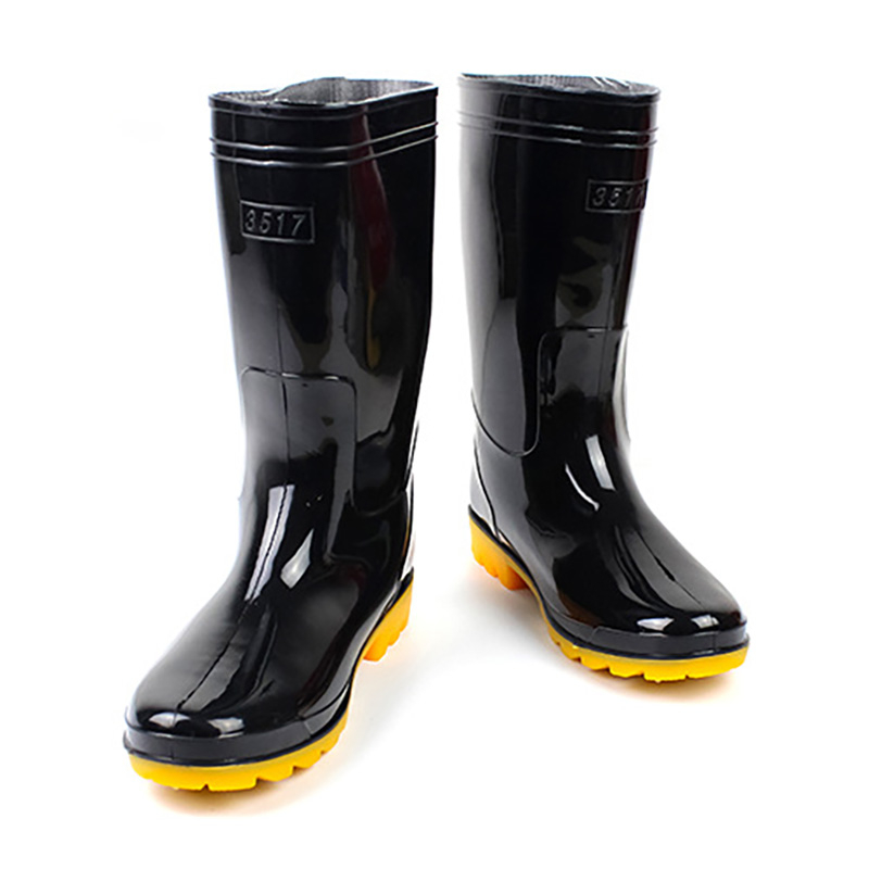 耐嘉(NAI JIA) 3517 中筒防水不易滑耐磨牛筋底雨鞋黑色 1双高清大图