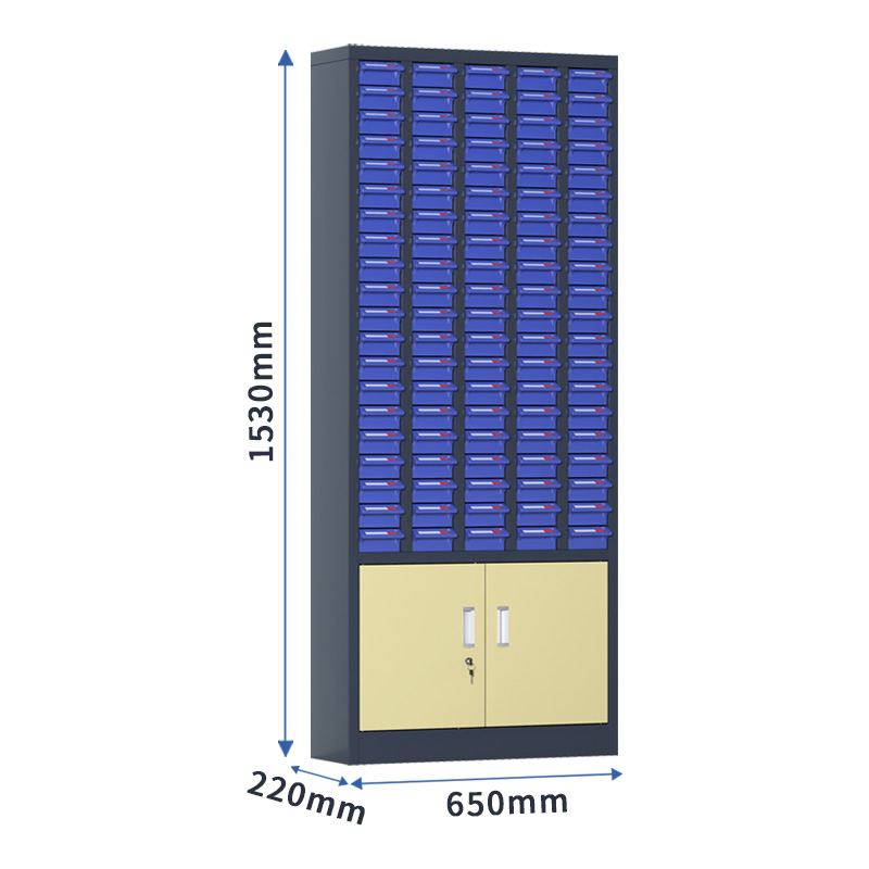 臻远 ZYLJG-W96零件柜抽屉式工具柜电子元件柜螺丝柜物料柜100抽蓝色无门加工具柜小号高清大图
