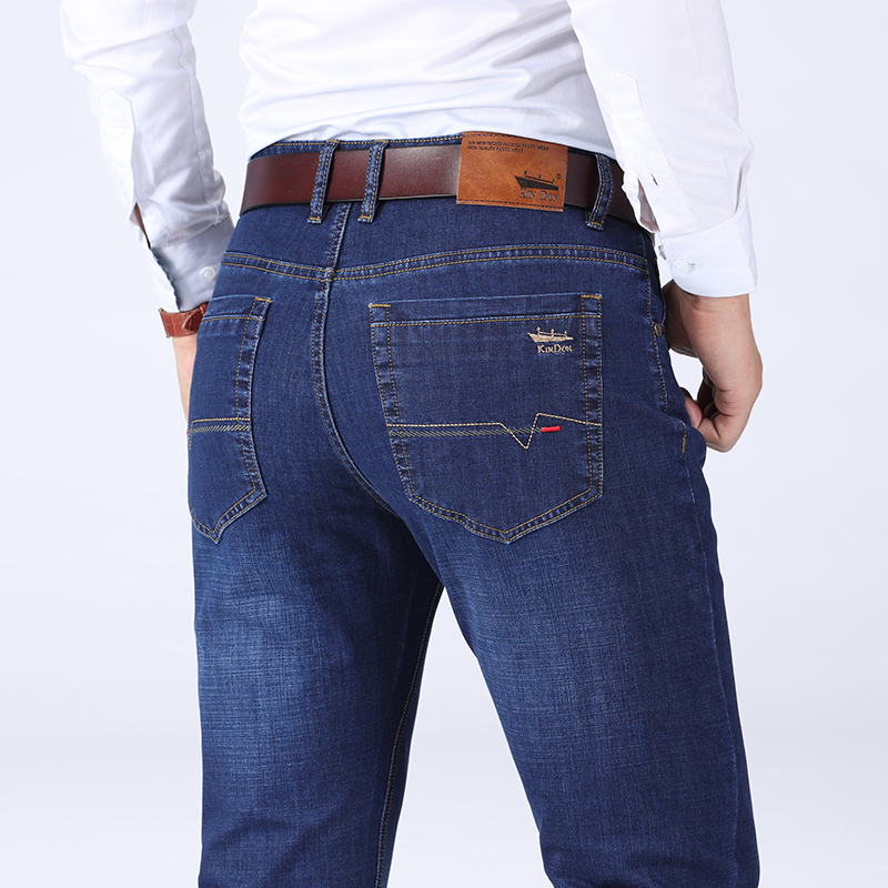 金盾(KIN DON)男士牛仔裤秋冬季款商务休闲长裤直筒宽松弹力百搭男裤子 金盾牛仔裤8075-1 34(2尺7)-