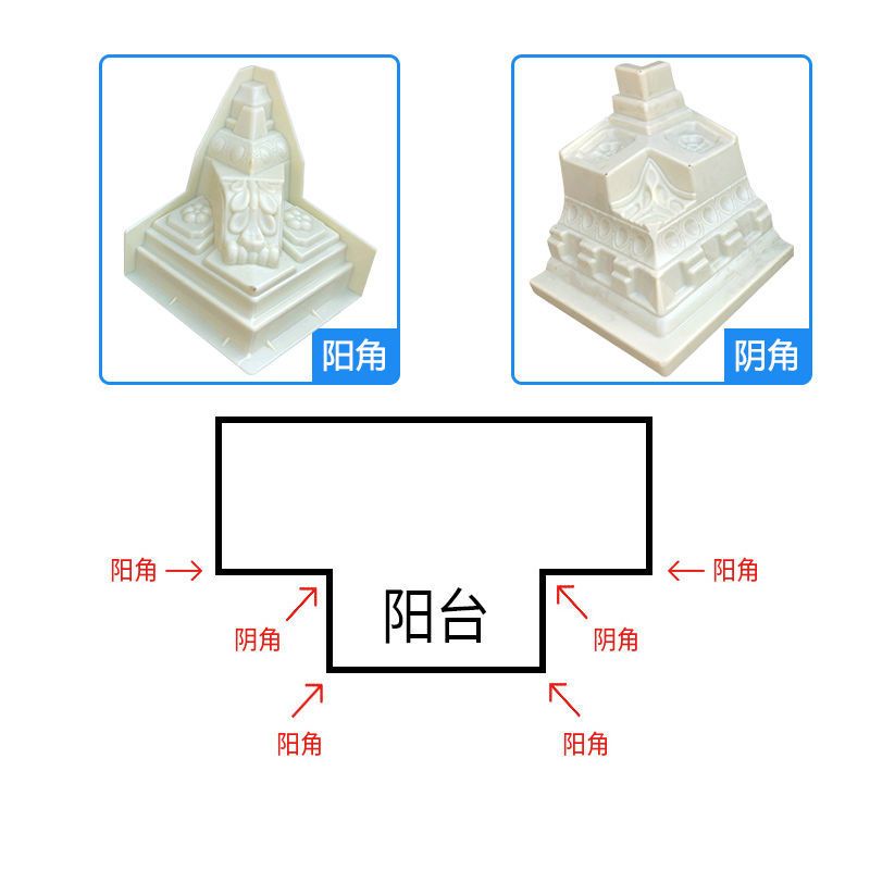 现浇水泥屋檐线条模具农村别墅外墙装饰罗马柱子水泥阳台房出檐 阳角 内弧光板款式/加厚款