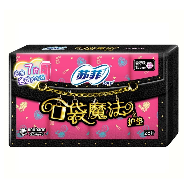 苏菲卫生巾护垫口袋魔法森呼吸护垫28片包小包装参数
