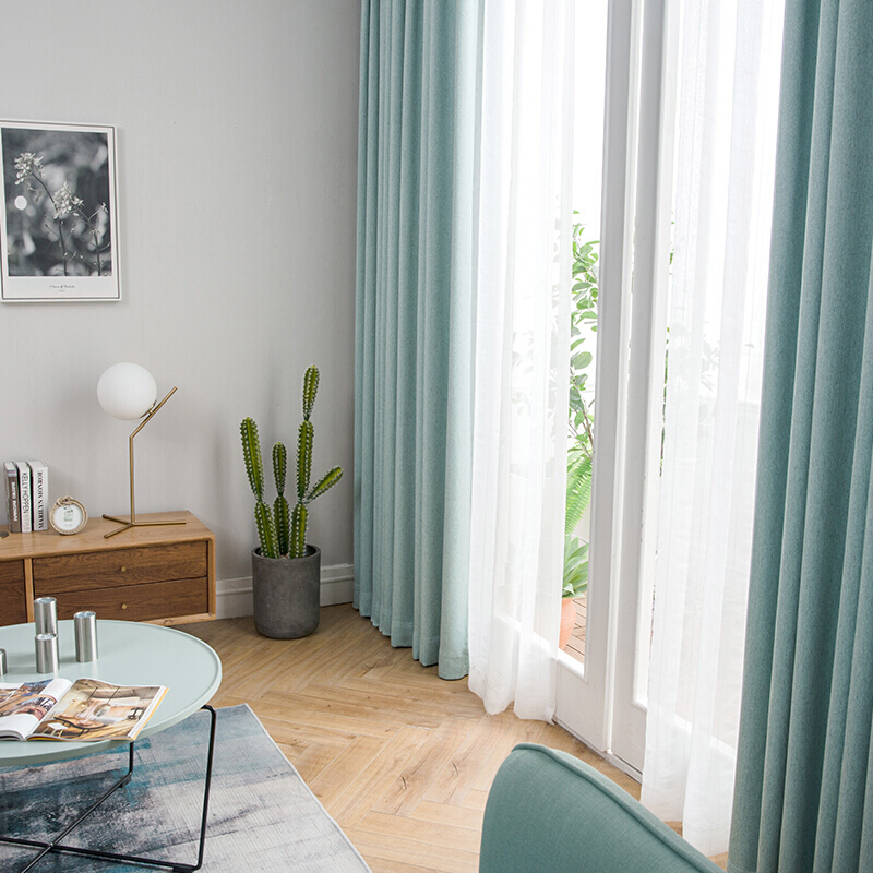 北京窗帘定制上安装测量简约现代北欧风纯色素色窗帘卧室遮光布如图