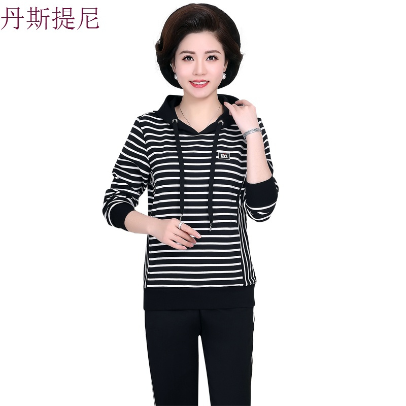 妈妈秋装两件套运动服套装中年女装2018新款春秋中老年人洋气外套