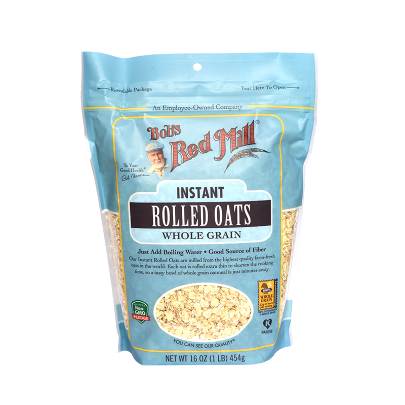 鲍勃红磨坊(Bob’sRedMill)早餐晚餐健身代餐食品即食无糖营养纯燕麦片原味免煮 454g*2袋