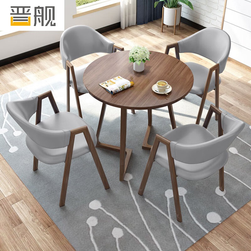 晋舰洽谈桌简易接待桌椅组合办公室休息桌奶茶店餐桌休闲桌 组合六