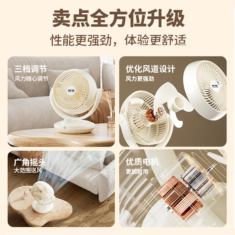 先科SAST轻音台扇ABS材质三叶设计交流电机三档调节定时功能机械控制高清大图