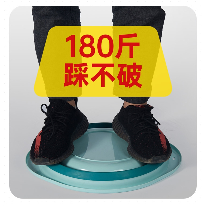 可折叠脸盆宿舍用学生婴儿洗脸小号智扣便携式旅行压缩水盆子家用洗衣_特大号粉白色送挂钩1个