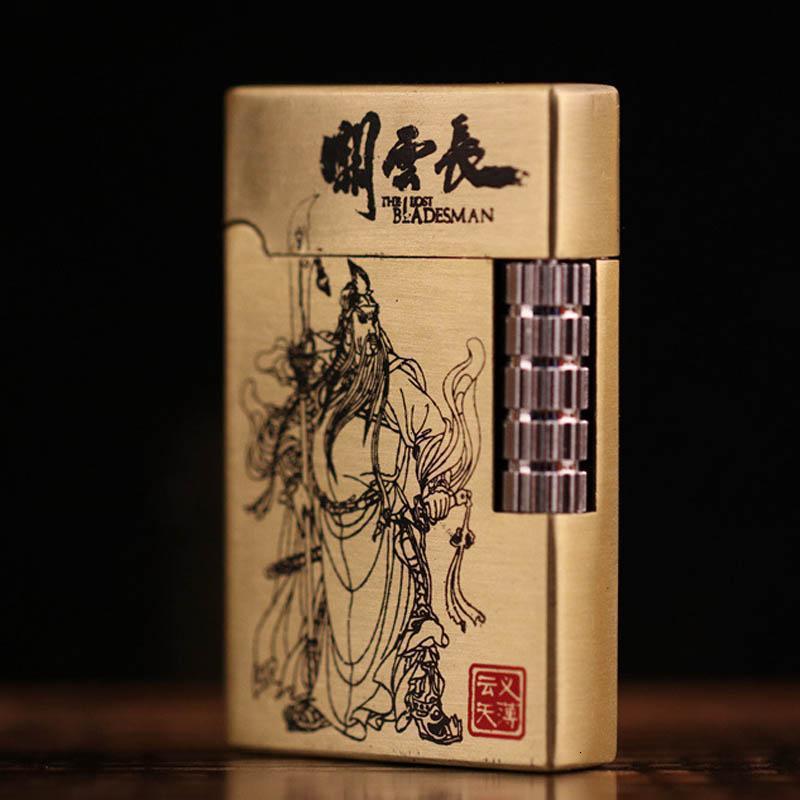 新款关老爷打火机侧打朗声关公打火机煤油造型气体款超薄个性定制