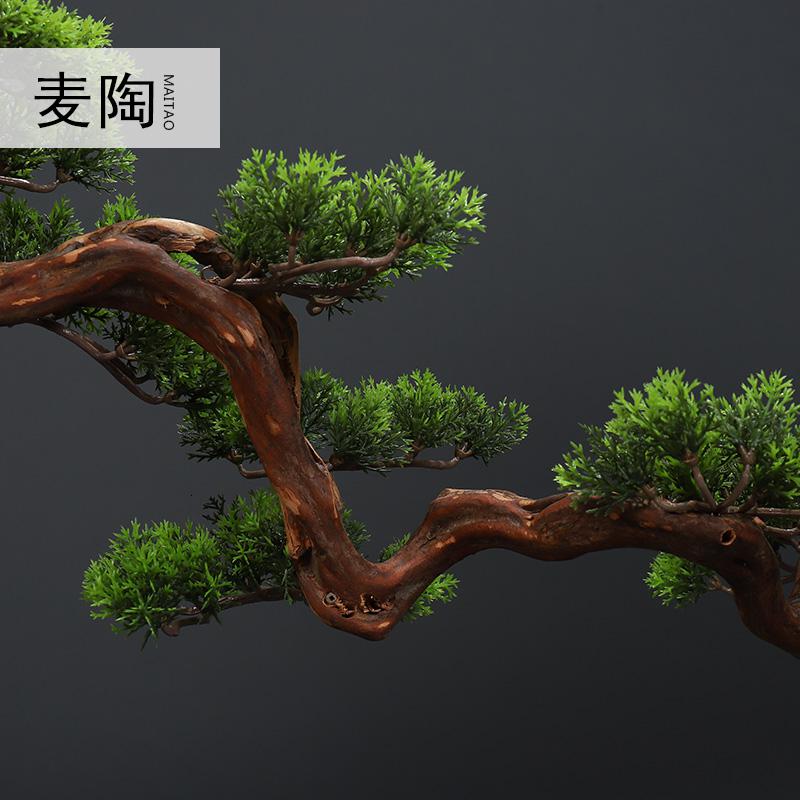 美帮汇新中式家居摆件四季迎客松盆景酒店走廊绿植玄关装饰摆件高清大图