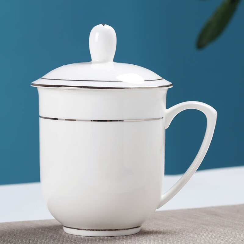 玉碟茶杯骨瓷带盖家用骨瓷杯子
