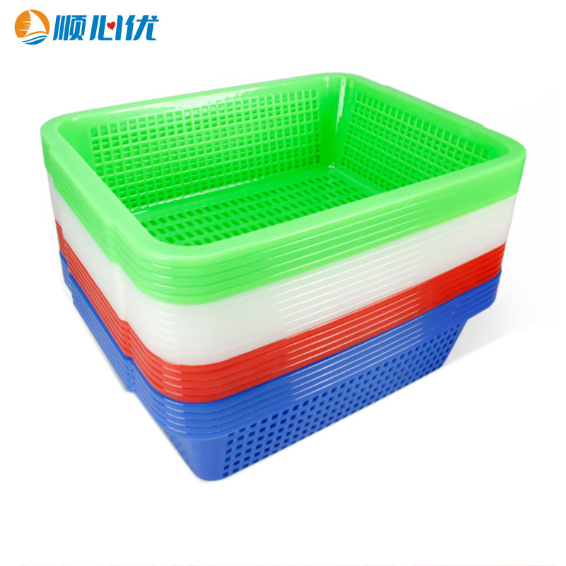 顺心优 厨房方形沥水菜篮 配菜篮 收纳篮 39*30*11.5cm/个高清大图