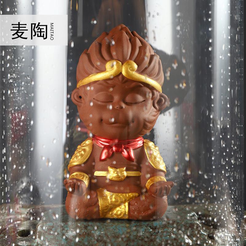 美帮汇新中式创意盆景摆件大圣归来悟空玻璃客厅桌面l流水摆件高清大图