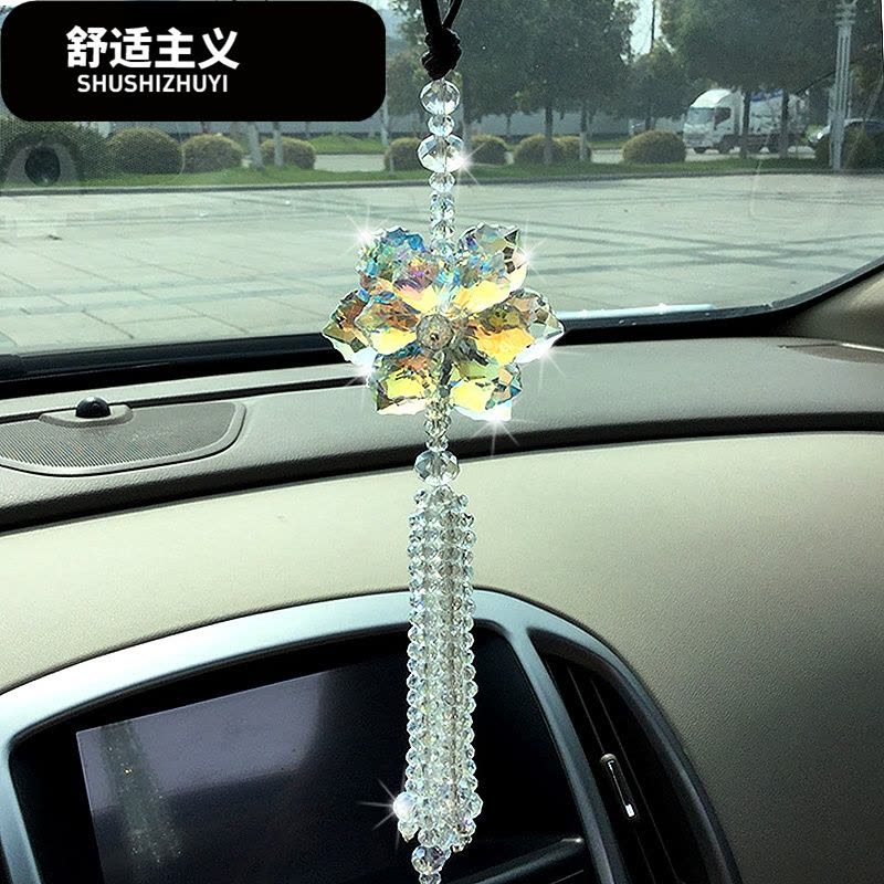 汽车挂件高档水晶饰品车内创意女士简约韩国后视镜保平安车载饰图片