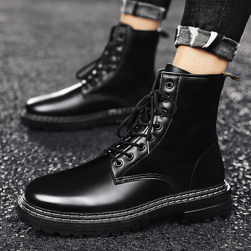 枫述黑色高帮马丁靴男士英伦皮靴青年男鞋雪地靴冬季加绒保暖棉靴参数