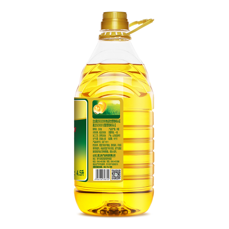 长寿花 压榨一级食用油 玉米油4.5L 非转基因 清香不油腻 绿色食品