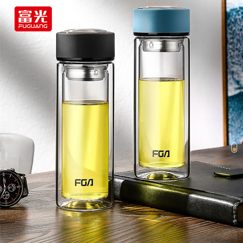 富光双层玻璃杯男士商务便携车载高硼硅水杯茶水分离泡茶杯子