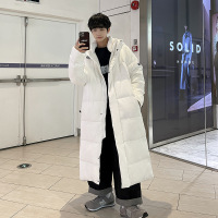 JPDUN男士羽绒服秋冬情侣同款长款过膝羽绒服男中戏女宽松休闲保暖外套女_257 3XL 215白色男