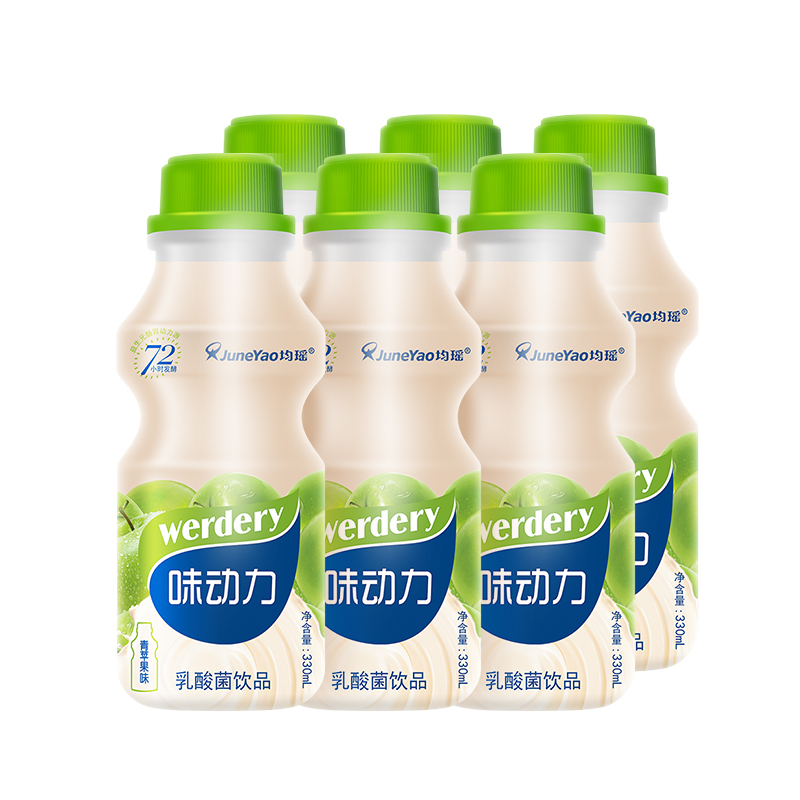 均瑶味动力苹果味乳酸菌饮品0脂肪益生菌饮料大瓶装330ml6