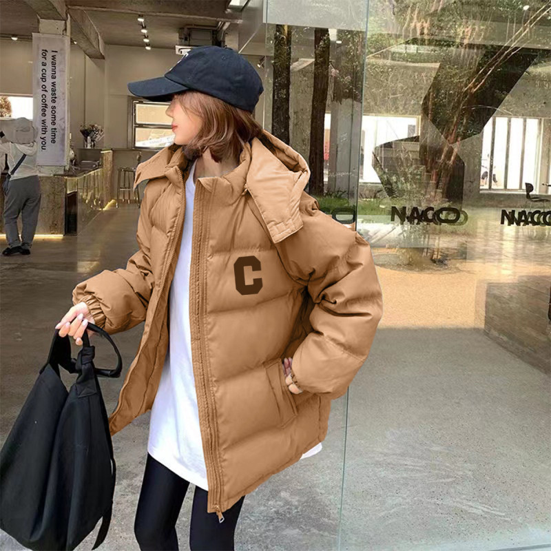 [8.5折价280.4元叠加优惠券]唐狮秋冬季羽绒服女韩版宽松简约设计连帽左胸字母外套潮