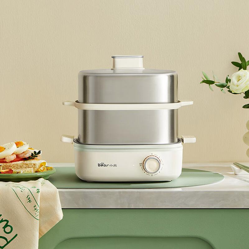 小熊(Bear)煮蛋器 电蒸锅蒸蛋器 双层 【不锈钢方形蒸舱】ZDQ-E12R2