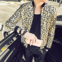 夏款新款男装社会小伙防晒衣夜店舞台装演出服男薄款夹克立领外套