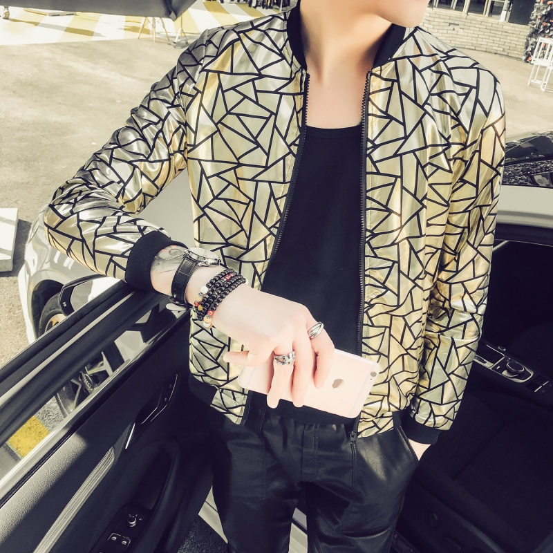 夏款新款男装社会小伙防晒衣夜店舞台装演出服男薄款夹克立领外套