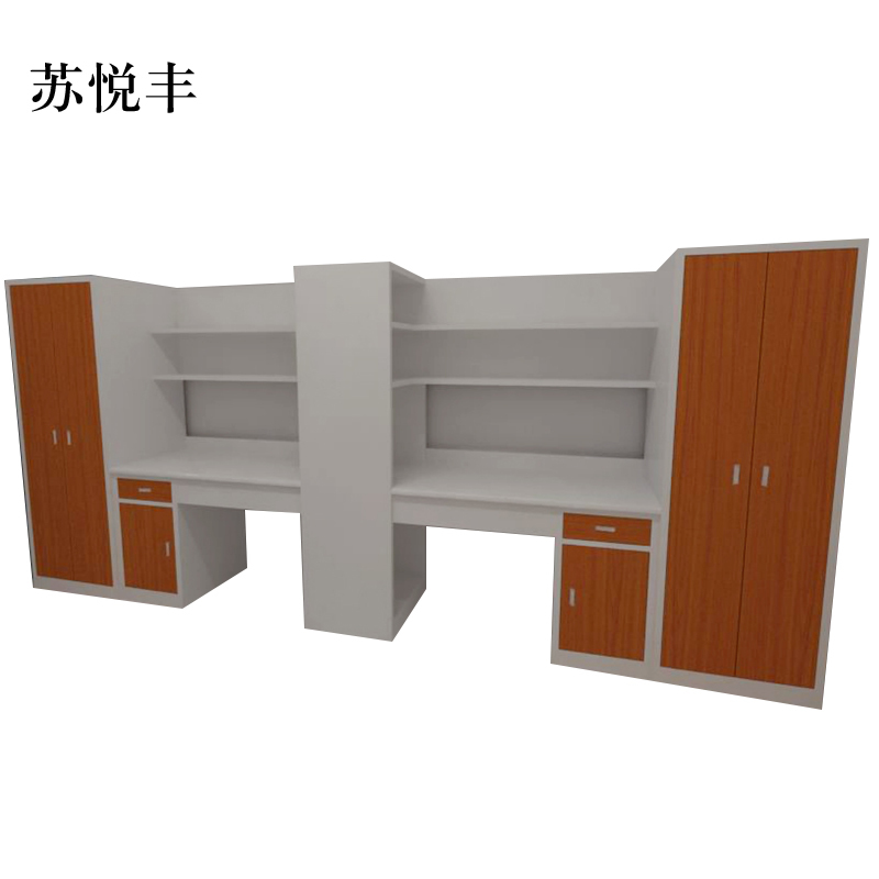 苏悦丰书桌书柜组合一体学习桌二人位3940*600*1730mmB款[工厂现做 7天内发货]