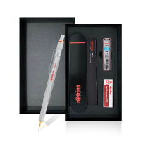 红环(rOtring)自动铅笔 专业绘图工具 金属笔身伸缩笔头800系列 银色0.5mm礼盒装