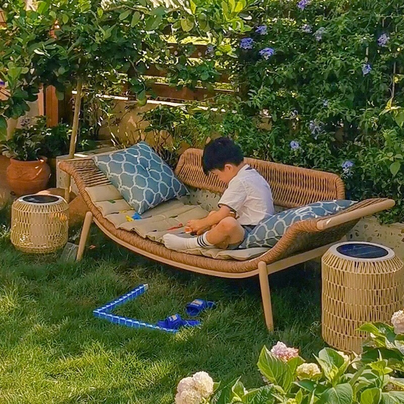 紫叶檀花贵妃椅阳台躺椅藤沙发单人小户型卧室家用简约民宿贵妃榻高清大图