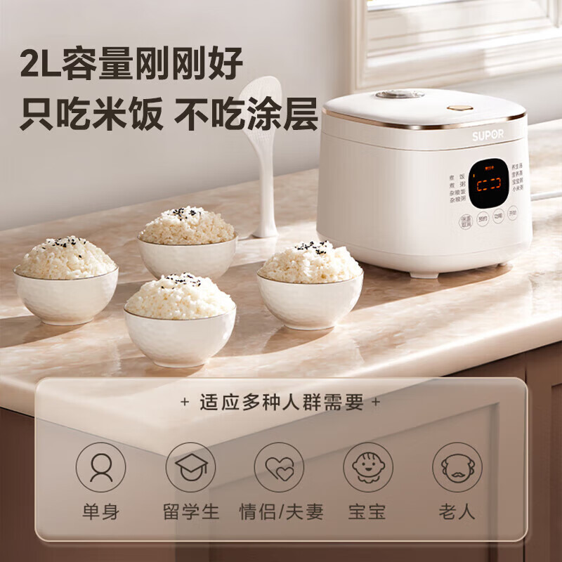 苏泊尔(SUPOR)电饭煲电饭锅1-2人2L迷你电饭煲智能预约多功能锅煮饭锅304不锈钢内胆 SF20FC945A高清大图