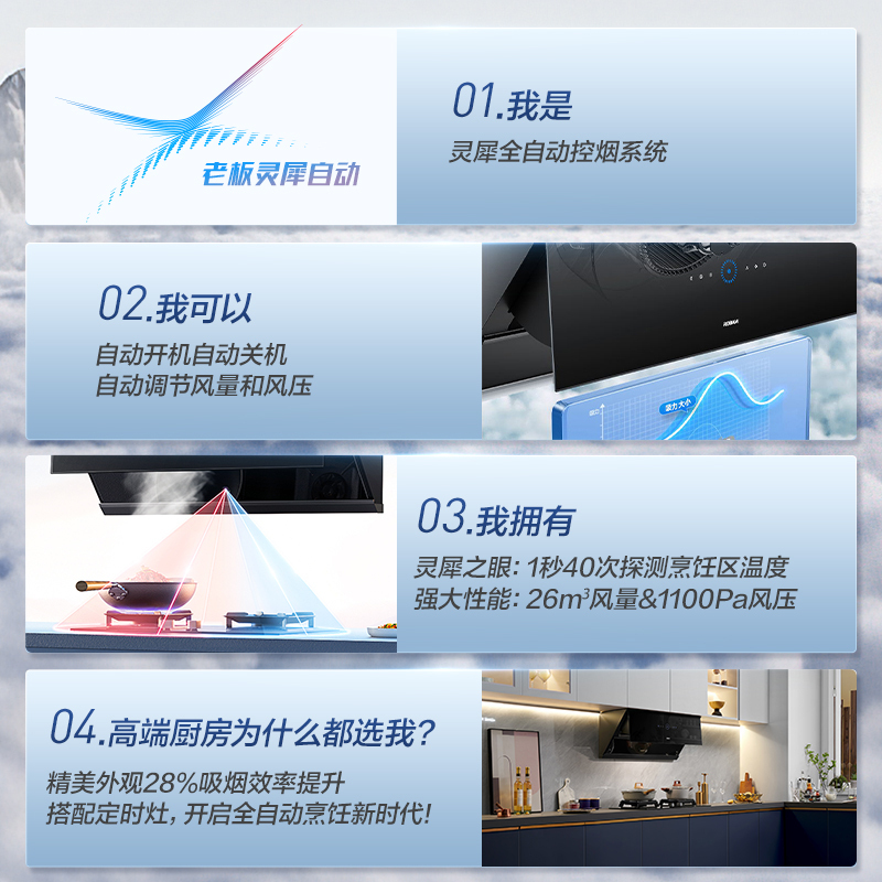 [灵犀科技]老板(ROBAM)烟灶套餐 26m³侧吸式变频烟灶联动油烟机灶具套装烟机燃气灶29A9S+57B0X天然气
