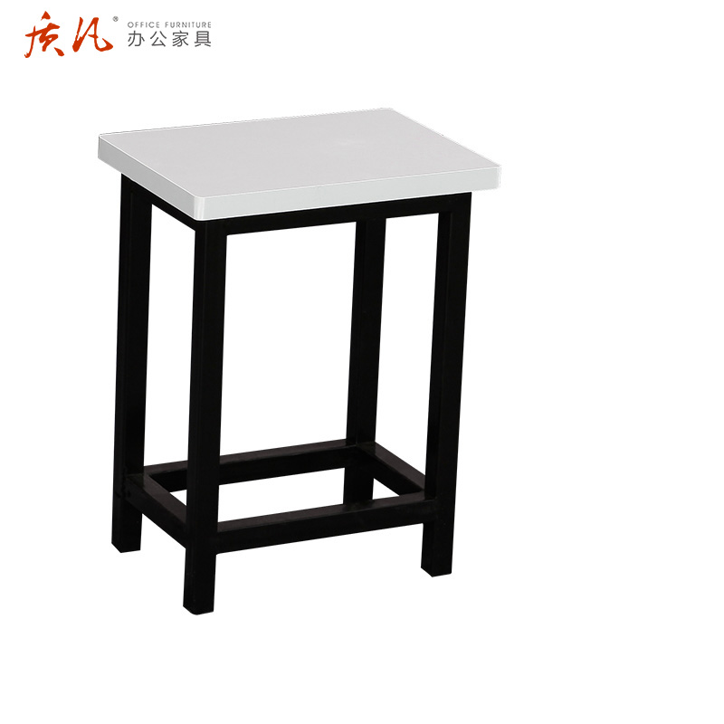 质凡方管凳铁方凳培训钢管凳 黑架+白橡木