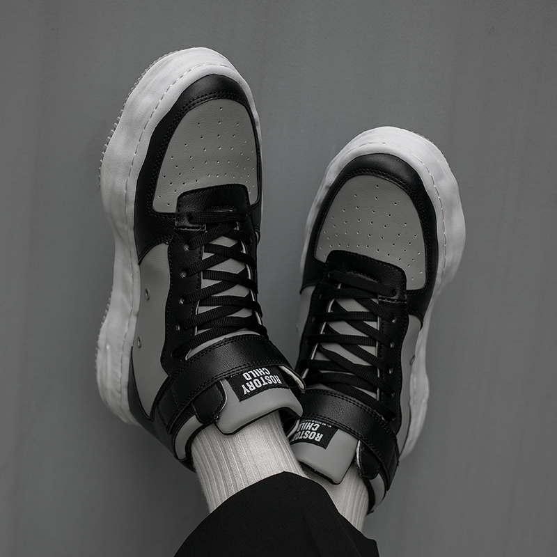 苏芈男高帮鞋秋季影子灰男鞋百搭厚底运动鞋子男溶解板鞋