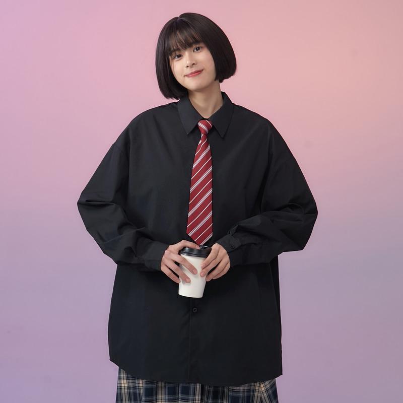 衬衫女夏设计感小众短袖薄款防晒日系盐系女士白衬衣女闺蜜装夏季 黑色 M