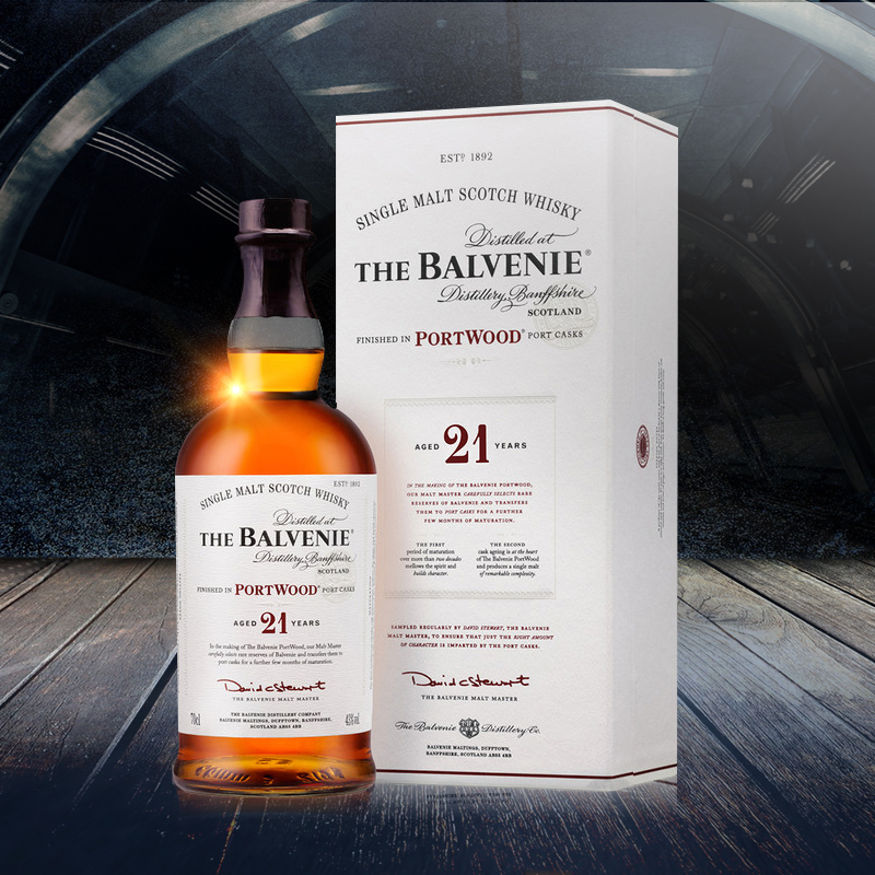 百富(Balvenie)单一麦芽威士忌 原装进口洋酒 百富21年波特桶 700ml*1
