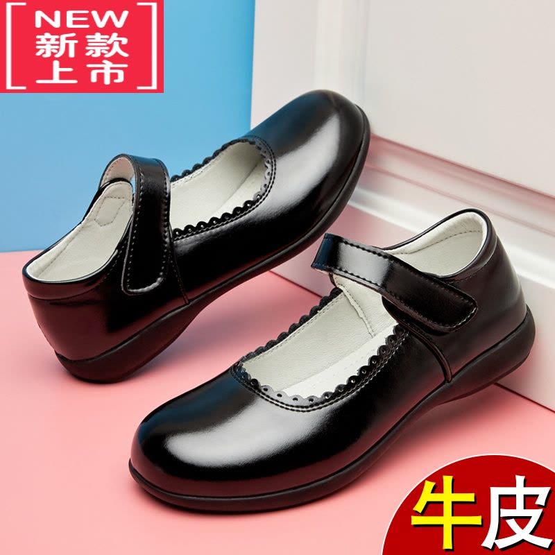 可莉允新款女童黑色皮鞋舞蹈演出表演十岁公主鞋小8-12儿童学生软底运动休闲鞋图片