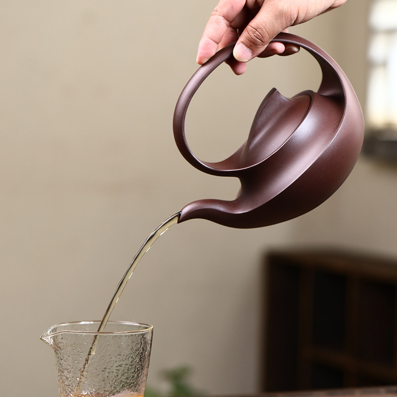 MULTIPOTENT宜兴紫砂壶原矿老紫泥茶壶国家工艺美术师陈浩曲壶460ml